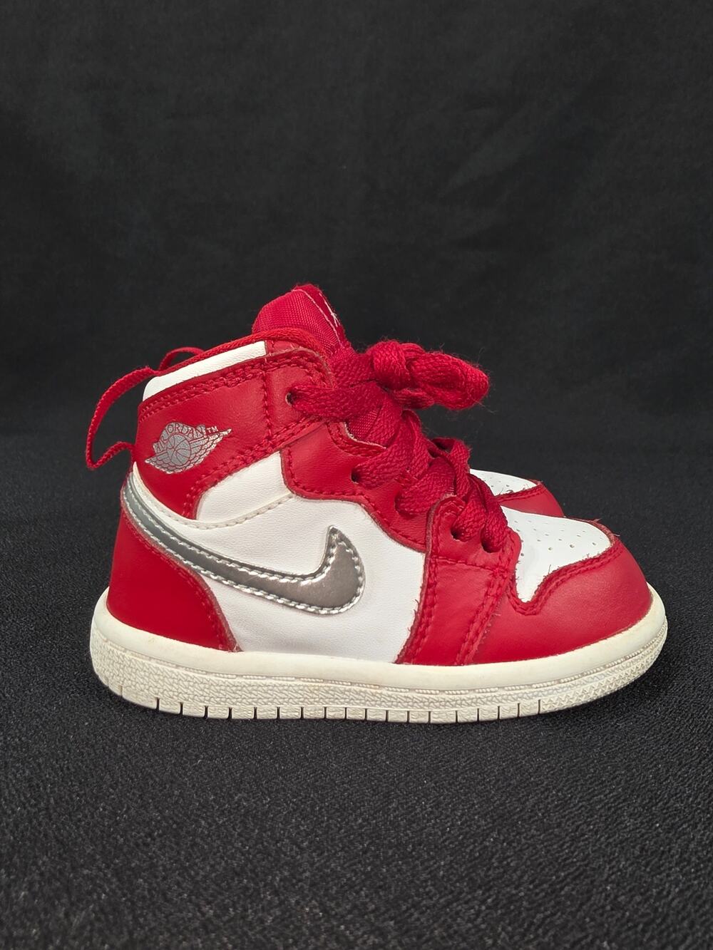 Nike Air Jordan 1 Retro High TD Gym Red Silver Toddler Size 6C
